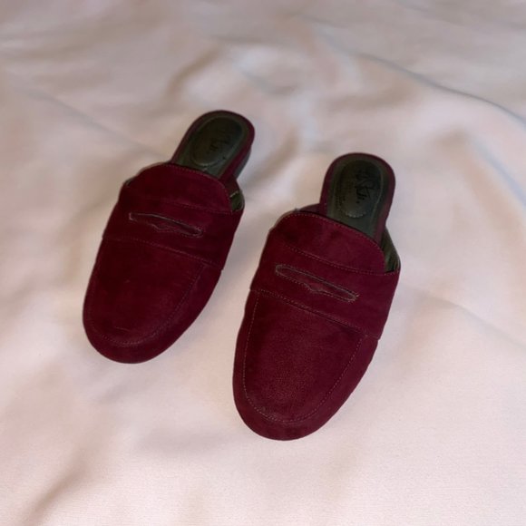 Maroon Slip On Mules, 7.5 - Picture 3 of 9